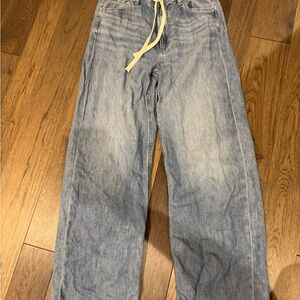 Mavi Drawstring “Nella” High Rise Loose Wide Leg  Jeans